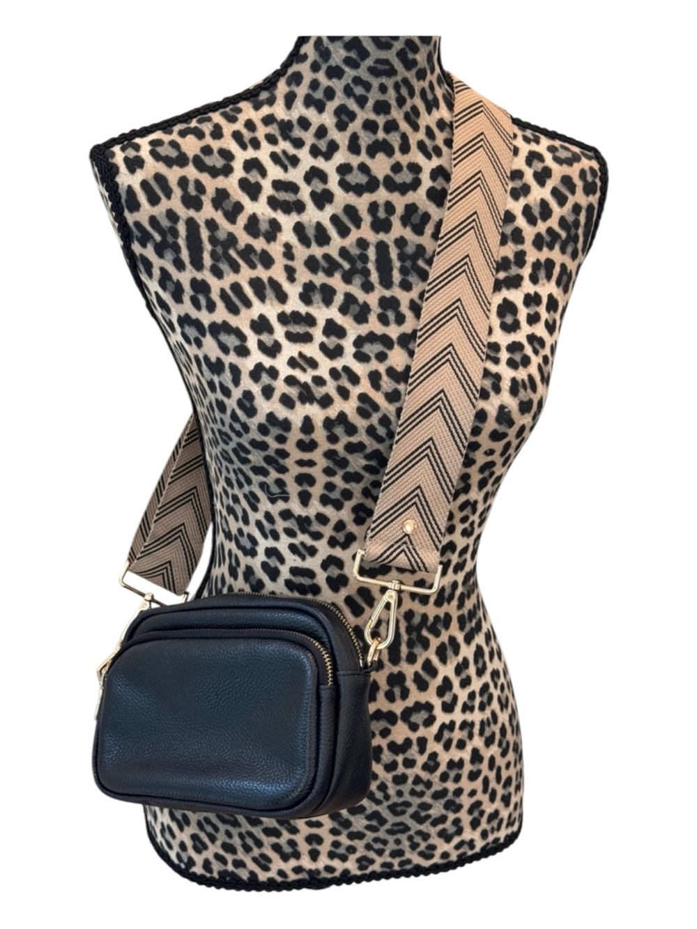 Pom Pom London Black Crossbody Mayfair Camera Bag in Pebble Leather - Picture 2 of 9